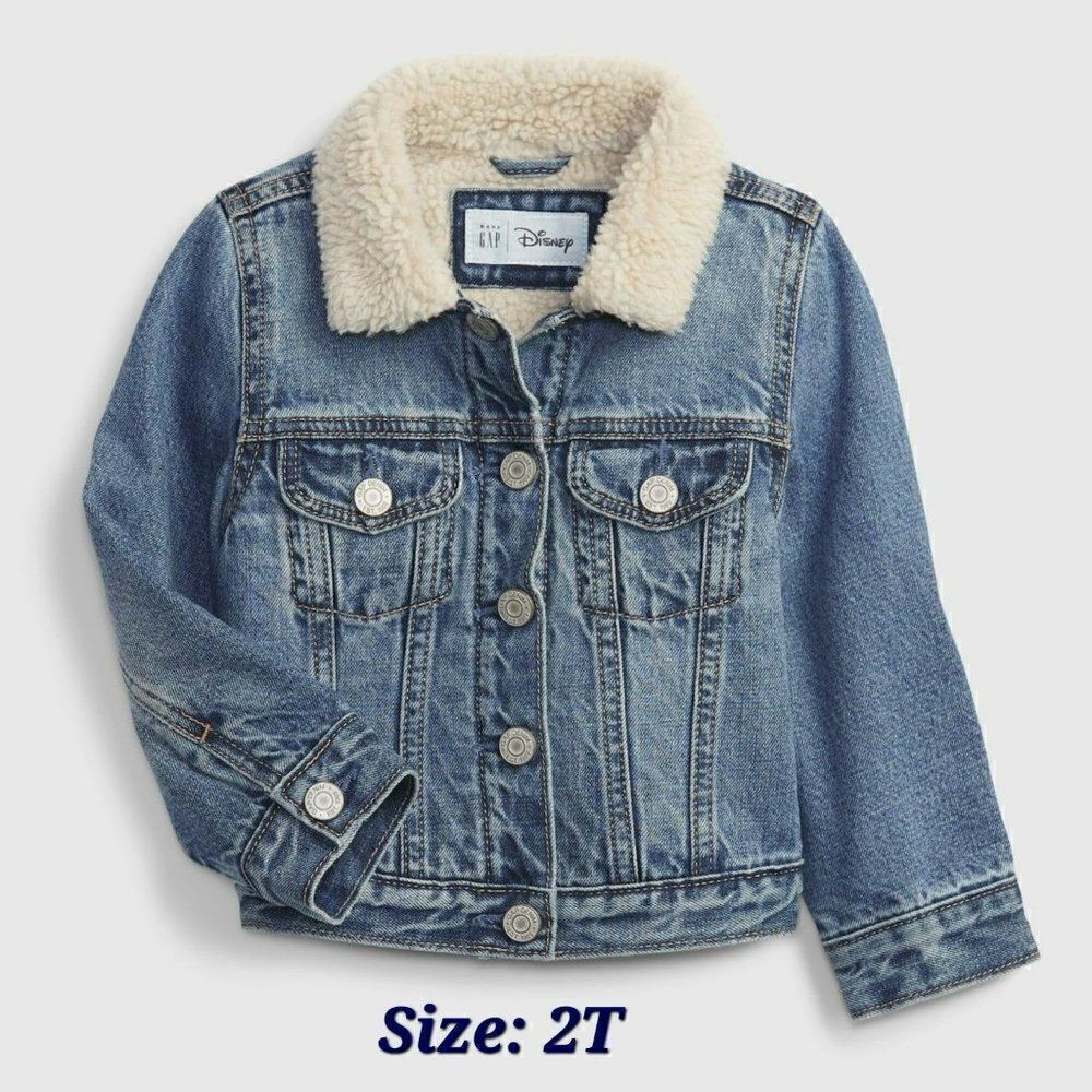 babyGap‎ - 2T - Disney Minnie Mouse Sherpa Lined Denim Icon Jacket